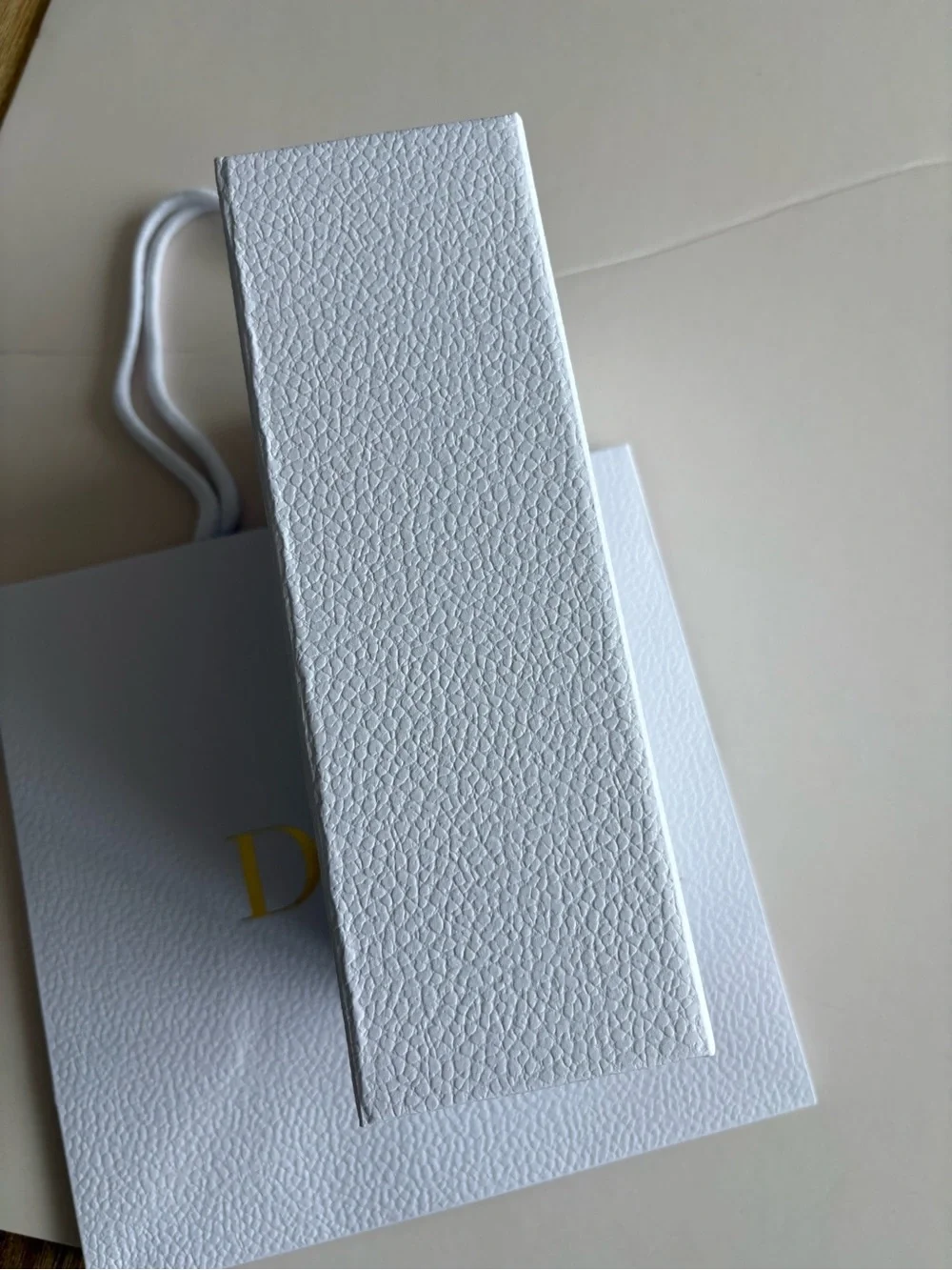 Dior White and Gold Logo Gift Tote and Box